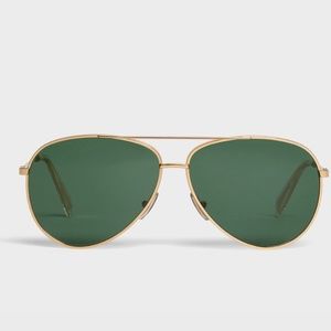 CELINE UNISEX AVIATOR SUNGLASSES WITH METAL FRAMES AND A METALLIC DOUBLE BRIDGE